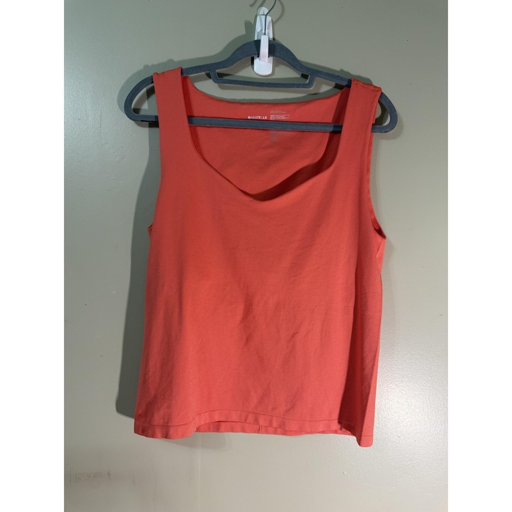 Bagatelle‎ Womens Coral Orange Scoop Neck Sleeveless Tank Top L/XL Stretch 83250